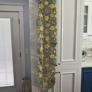 Pastel Floral Appliqué Table Runner. 6ft